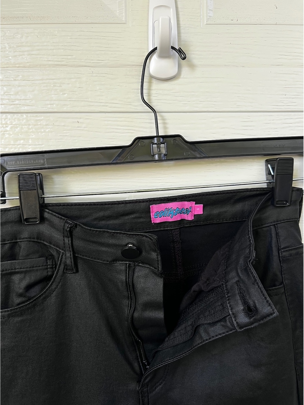 Edikted Tight Matte Black High Waist Flared Pants Moto Goth Skinny Size Small - Picture 2 of 3